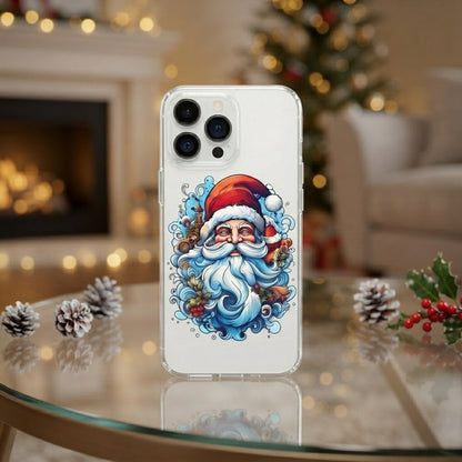 Psychic Trippy Psychedelic Santa Claus Clear Case for iPhone | Trippy Xmas Portrait Cover