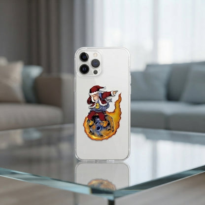 Dabbing Santa Riding Meteor Clear Case for iPhone | Funny Space Christmas Phone Cover