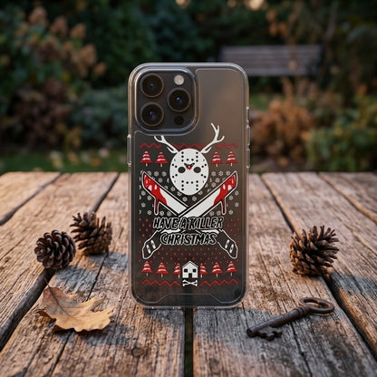 Have A Killer Christmas Horror Mask Graphic Clear Case Funny Holiday Protective Phone Cover for iPhone