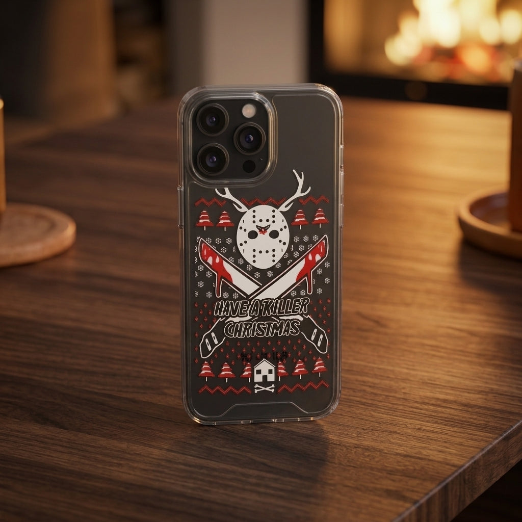 Have A Killer Christmas Horror Mask Graphic Clear Case Funny Holiday Protective Phone Cover for iPhone