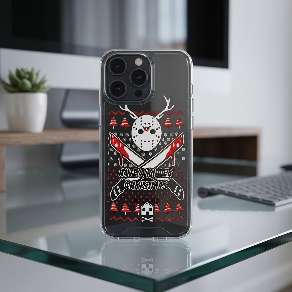Have A Killer Christmas Horror Mask Graphic Clear Case Funny Holiday Protective Phone Cover for iPhone
