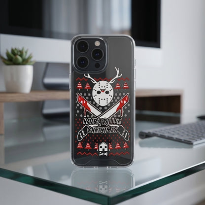 Have A Killer Christmas Horror Mask Graphic Clear Case Funny Holiday Protective Phone Cover for iPhone