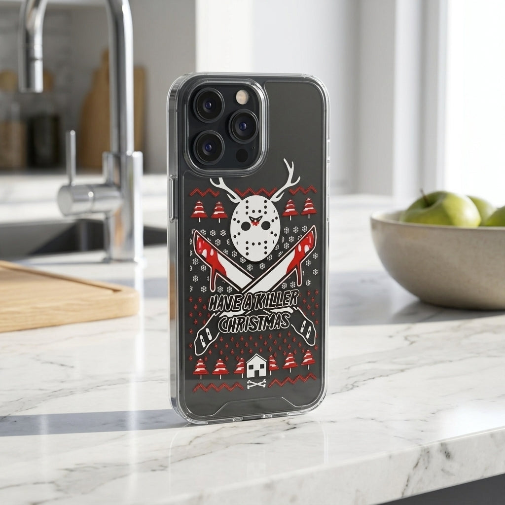 Have A Killer Christmas Horror Mask Graphic Clear Case Funny Holiday Protective Phone Cover for iPhone