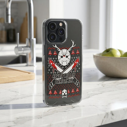 Have A Killer Christmas Horror Mask Graphic Clear Case Funny Holiday Protective Phone Cover for iPhone