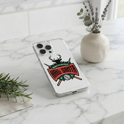 Hail Santa Basketball Bucks Graphic Clear Case for iPhone | Festive Sports Holiday Cover