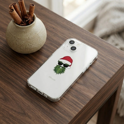 Cool Santa in Sunglasses Graphic Clear Case Funny Christmas Holiday Protective Phone Cover for iPhone