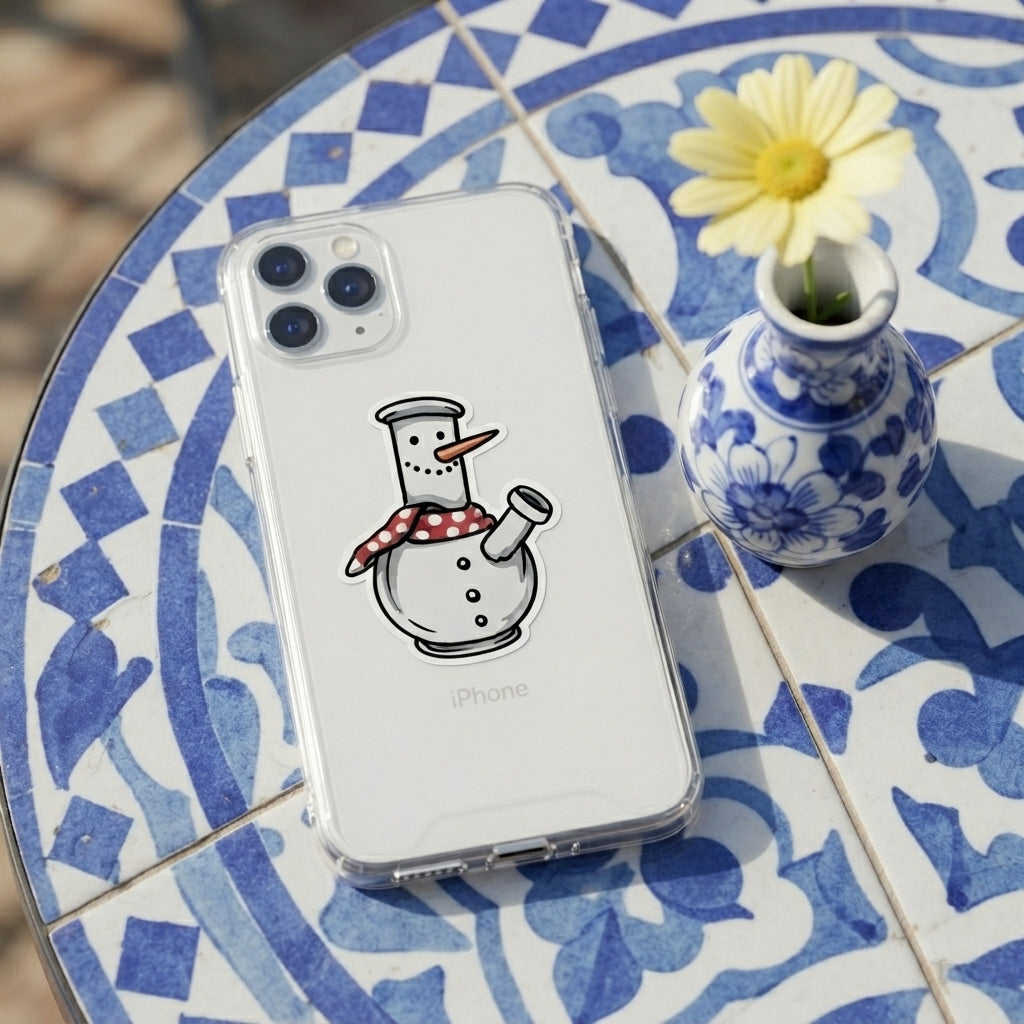 Funny Snowman Bong Graphic Clear Case Festive Holiday Protective Phone Cover for iPhone