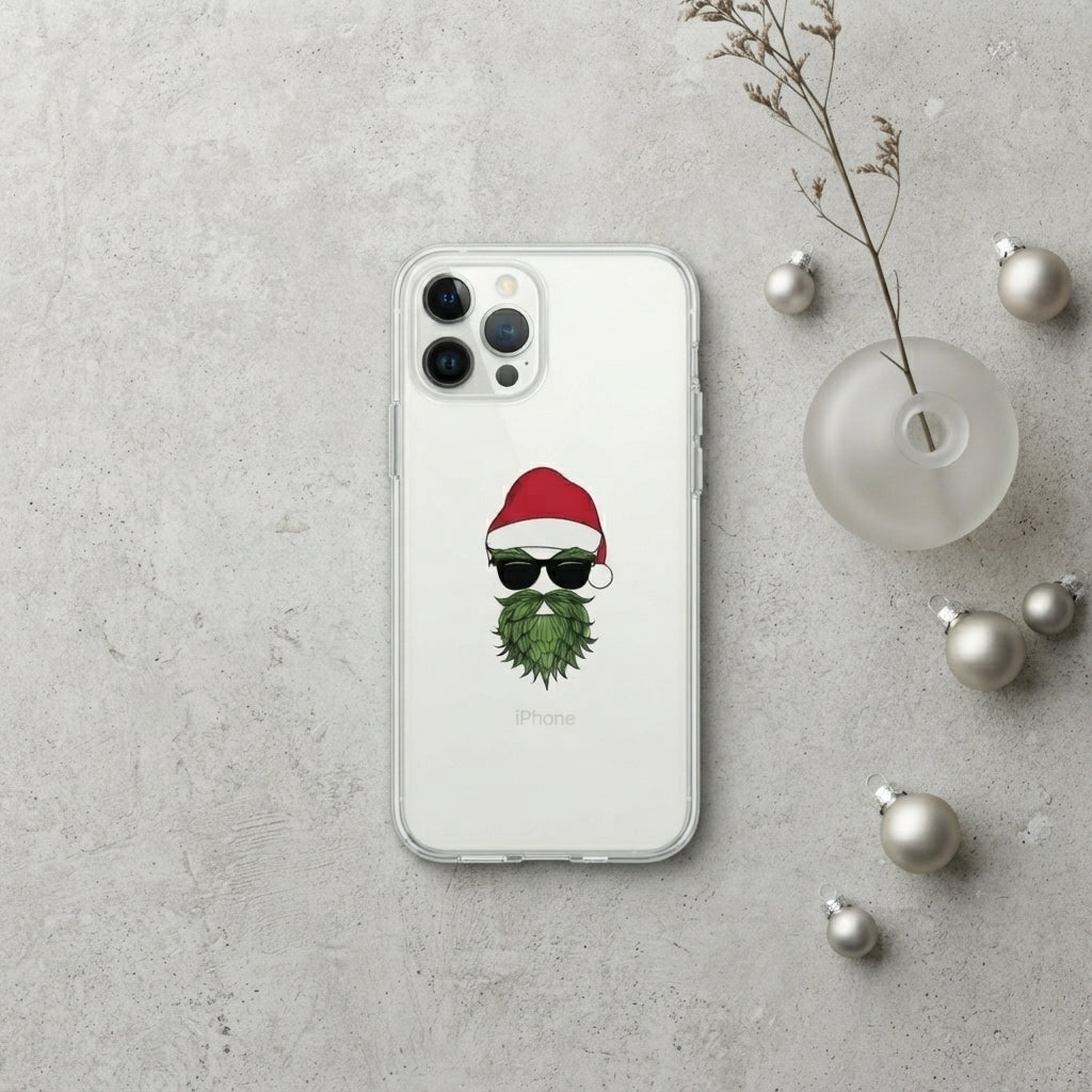 Cool Santa in Sunglasses Graphic Clear Case Funny Christmas Holiday Protective Phone Cover for iPhone