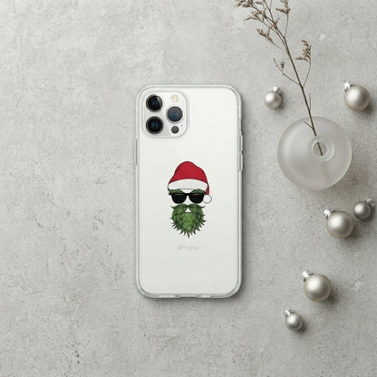 Cool Santa in Sunglasses Graphic Clear Case Funny Christmas Holiday Protective Phone Cover for iPhone