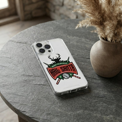 Hail Santa Basketball Bucks Graphic Clear Case for iPhone | Festive Sports Holiday Cover