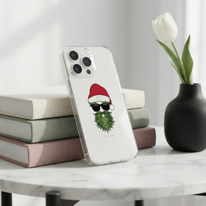 Cool Santa in Sunglasses Graphic Clear Case Funny Christmas Holiday Protective Phone Cover for iPhone