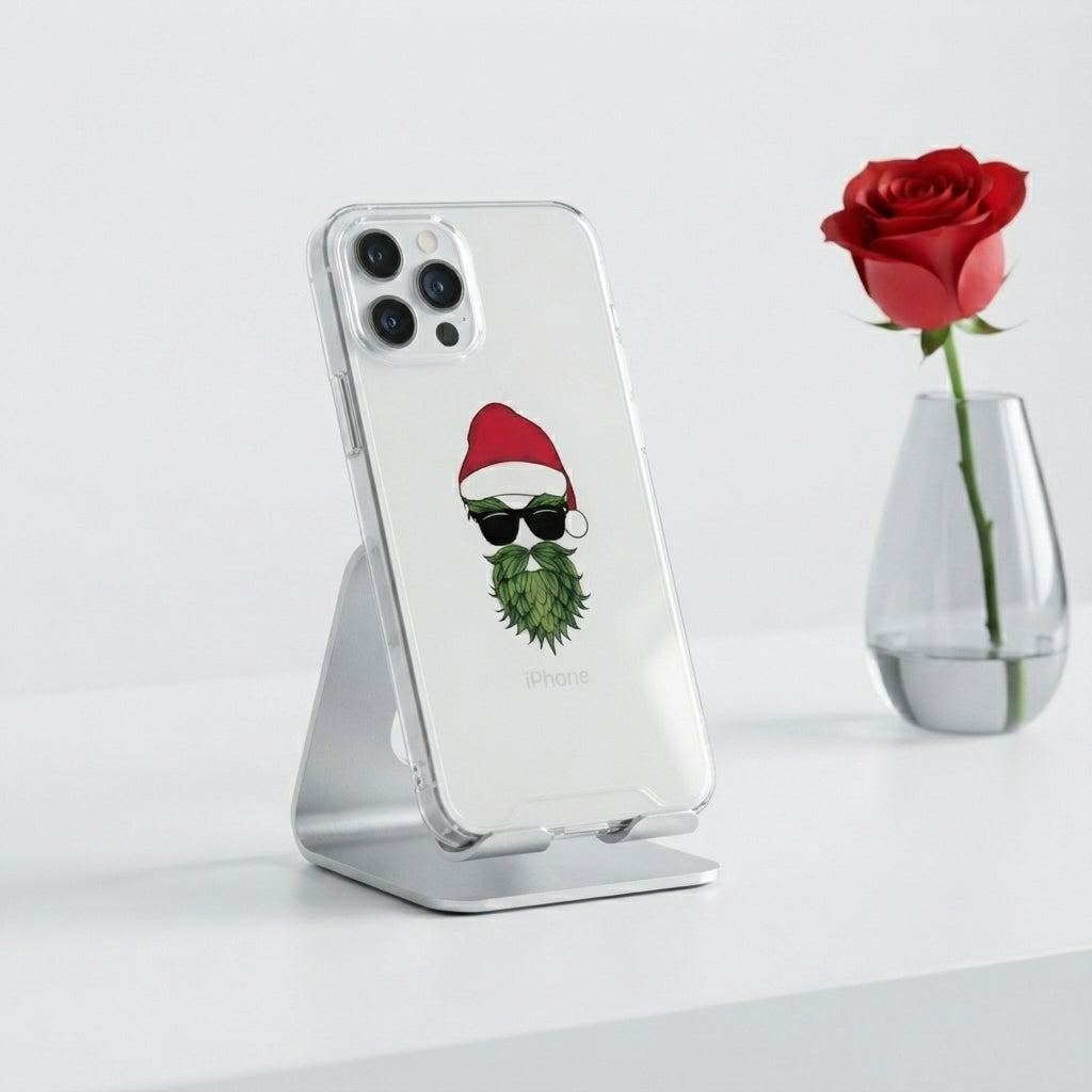 Cool Santa in Sunglasses Graphic Clear Case Funny Christmas Holiday Protective Phone Cover for iPhone