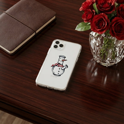 Funny Snowman Bong Graphic Clear Case Festive Holiday Protective Phone Cover for iPhone