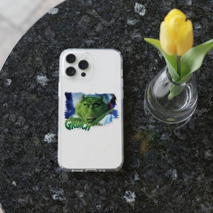 The Grinch Christmas Graphic Clear Case Funny Green Movie Character Protective Phone Cover for iPhone