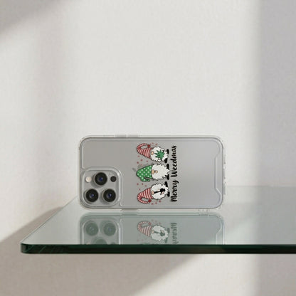 Merry Weedmas Christmas Gnomes Graphic Clear Case Funny Holiday Protective Phone Cover for iPhone