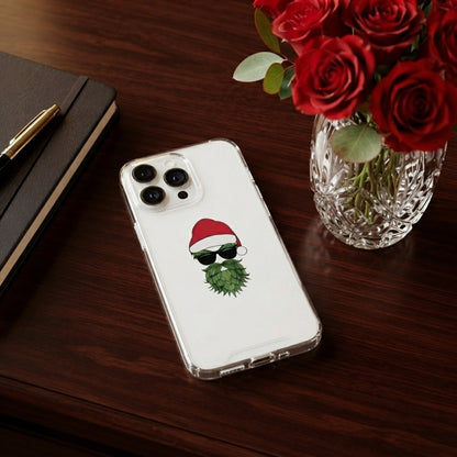 Cool Santa in Sunglasses Graphic Clear Case Funny Christmas Holiday Protective Phone Cover for iPhone
