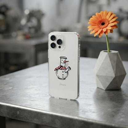 Funny Snowman Bong Graphic Clear Case Festive Holiday Protective Phone Cover for iPhone