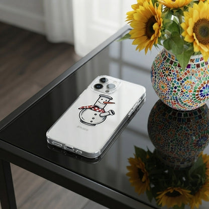 Funny Snowman Bong Graphic Clear Case Festive Holiday Protective Phone Cover for iPhone