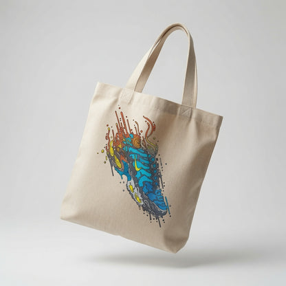 Psychedelic Splash Sneaker Graphic Canvas Tote Bag - Abstract Colorful Streetwear Shoulder Bag
