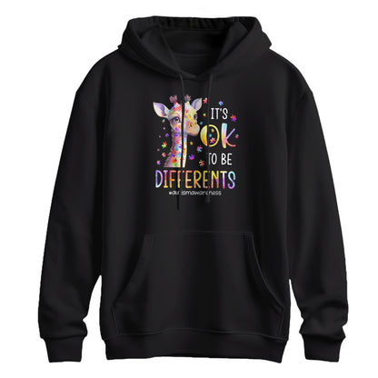 It's OK To Be Different Giraffe Autism Awareness Hoodie