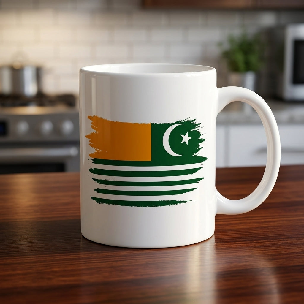 Kashmir Flag Brush Stroke Graphic Ceramic Cup – High-Quality Printed Tea & Coffee Drinkware