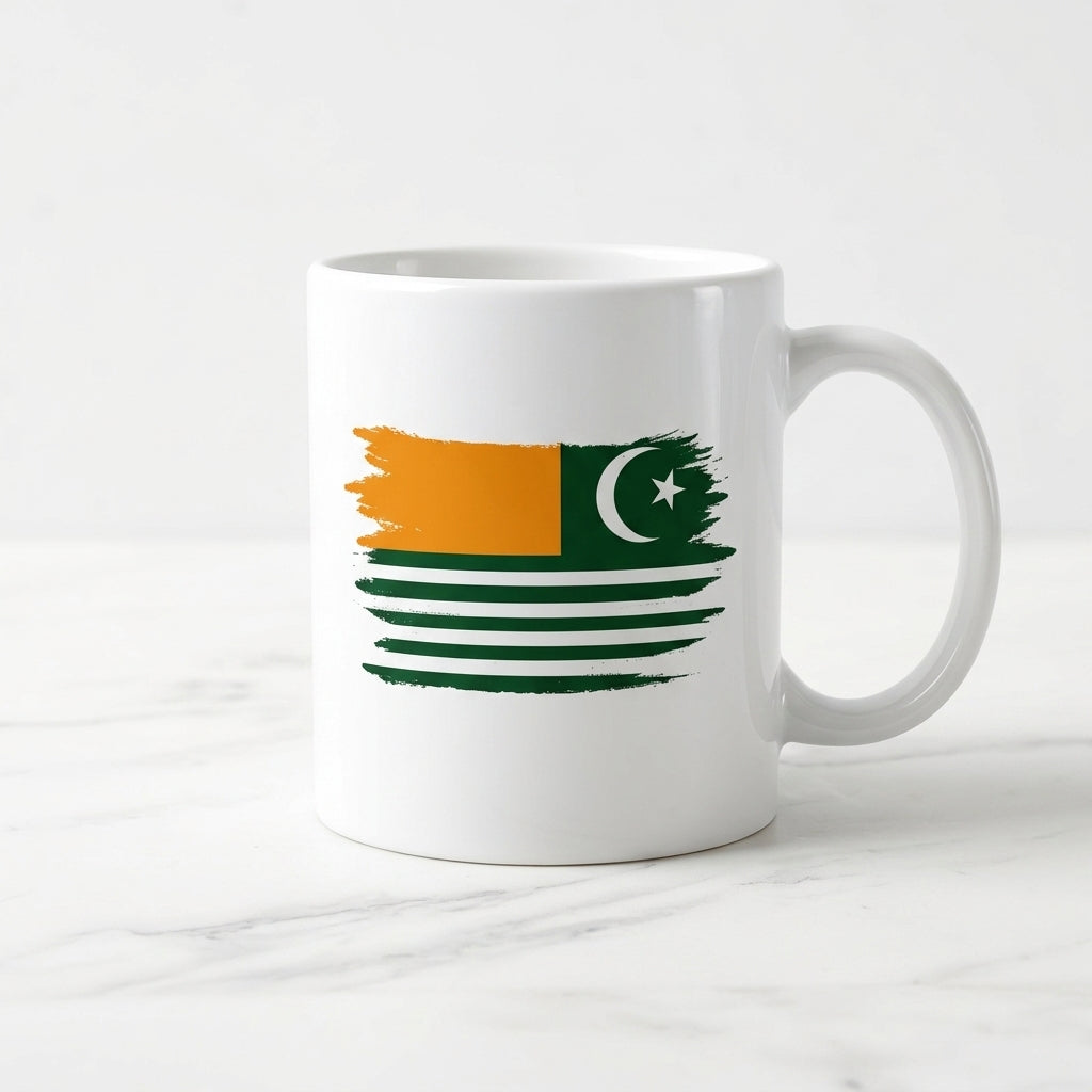 Kashmir Flag Brush Stroke Graphic Ceramic Cup – High-Quality Printed Tea & Coffee Drinkware