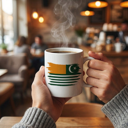Kashmir Flag Brush Stroke Graphic Ceramic Cup – High-Quality Printed Tea & Coffee Drinkware
