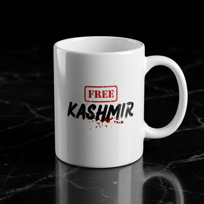Free Kashmir Stamp Typography Graphic Ceramic Cup – High-Quality Printed Tea & Coffee Drinkware