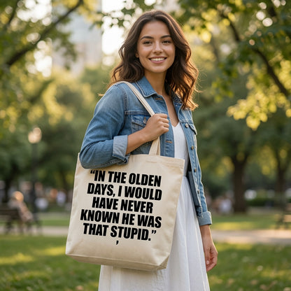 Funny Natural Cotton Canvas Tote Bag - Sarcastic Humor Reusable Shopping Tote