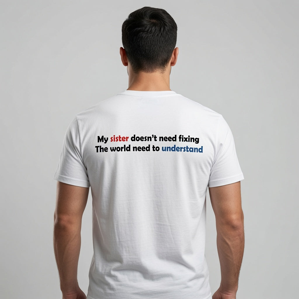 My Sister Doesn’t Need Fixing- Autism Neurodiversity Support T shirt