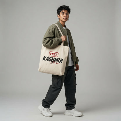 Free Kashmir Typography Canvas Tote Bag - Resistance & Social Justice Handbag