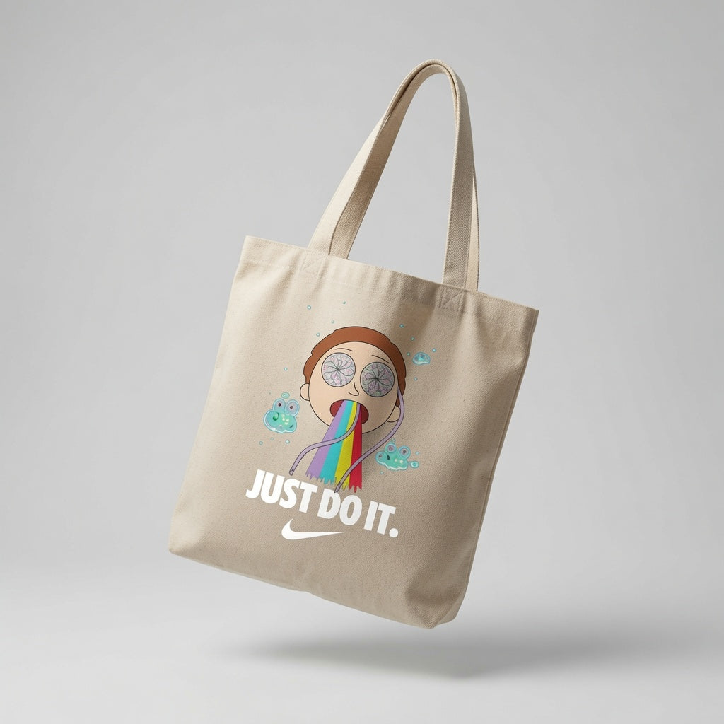 Psychedelic Cartoon Graphic Canvas Tote Bag | Trippy Pop Art Cotton Tote