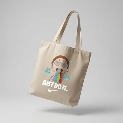 Psychedelic Cartoon Graphic Canvas Tote Bag | Trippy Pop Art Cotton Tote