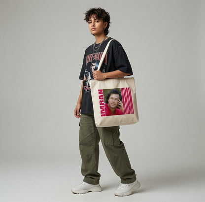Vintage Imran Khan Retro Portrait Canvas Tote Bag - Aesthetic Graphic Handbag