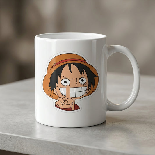 Anime Samurai Warrior Girl Red Cloak Katana Ceramic Cup - Japanese Graphic Coffee Cup (11oz)