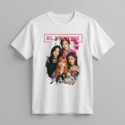 BLACKPINK Pink Brushstroke Graphic T-Shirt - Vintage Band Style