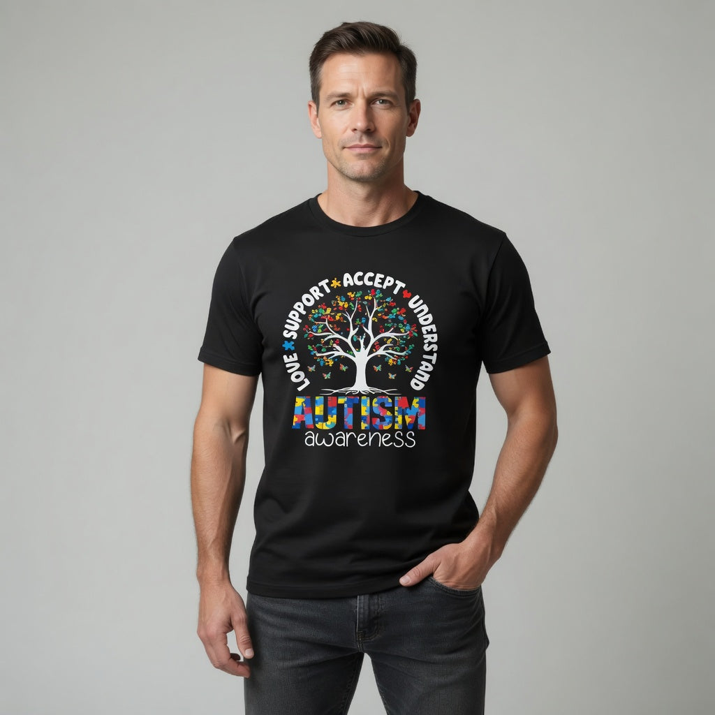 Autism Awareness Tree T-Shirt | Love Support Accept Understand Tee