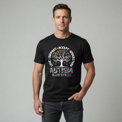 Autism Awareness Tree T-Shirt | Love Support Accept Understand Tee