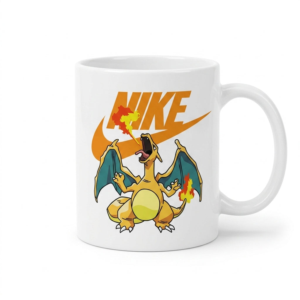 Nike Inspired Fire Dragon Anime Waterproof Vinyl Sticker - Premium Swoosh Logo Graphic Decal for Mugs