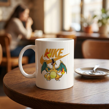 Nike Inspired Fire Dragon Anime Waterproof Vinyl Sticker - Premium Swoosh Logo Graphic Decal for Mugs