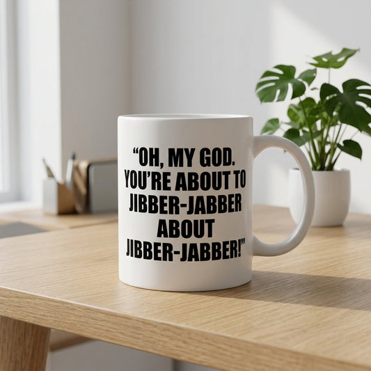 Oh My God You're About To Jibber-Jabber Funny Ceramic Coffee Mug - Hilarious Sarcastic Office Humor Drinkware Cup (11oz)