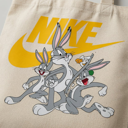 Bugs Bunny & Squad Parody Canvas Tote Bag - Vintage Cartoon Graphic Handbag