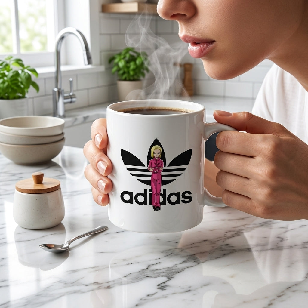 Adidas Inspired Pink Tracksuit Anime Girl Waterproof Vinyl Sticker - Premium Trefoil Graphic Decal for Mugs