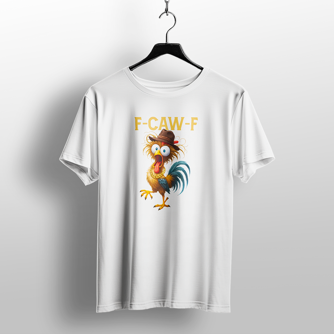 Funny Cowboy Rooster "F-CAW-F" T-Shirt – Cartoon Humor Tee