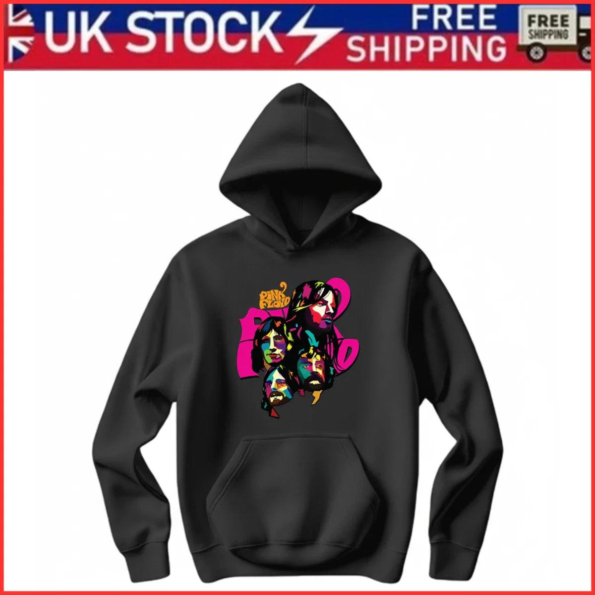 Pink Floyd Pop Art Band Portrait Printed Hoodie