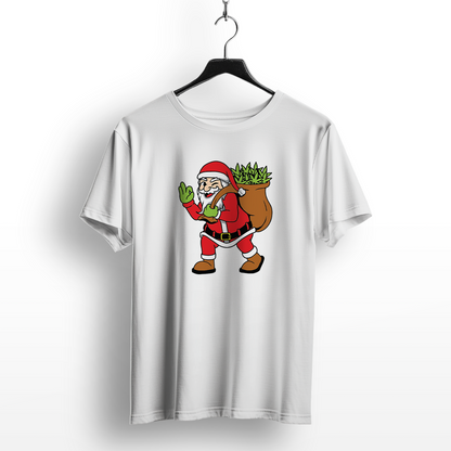 Santa With Weed Sack Christmas T-Shirt
