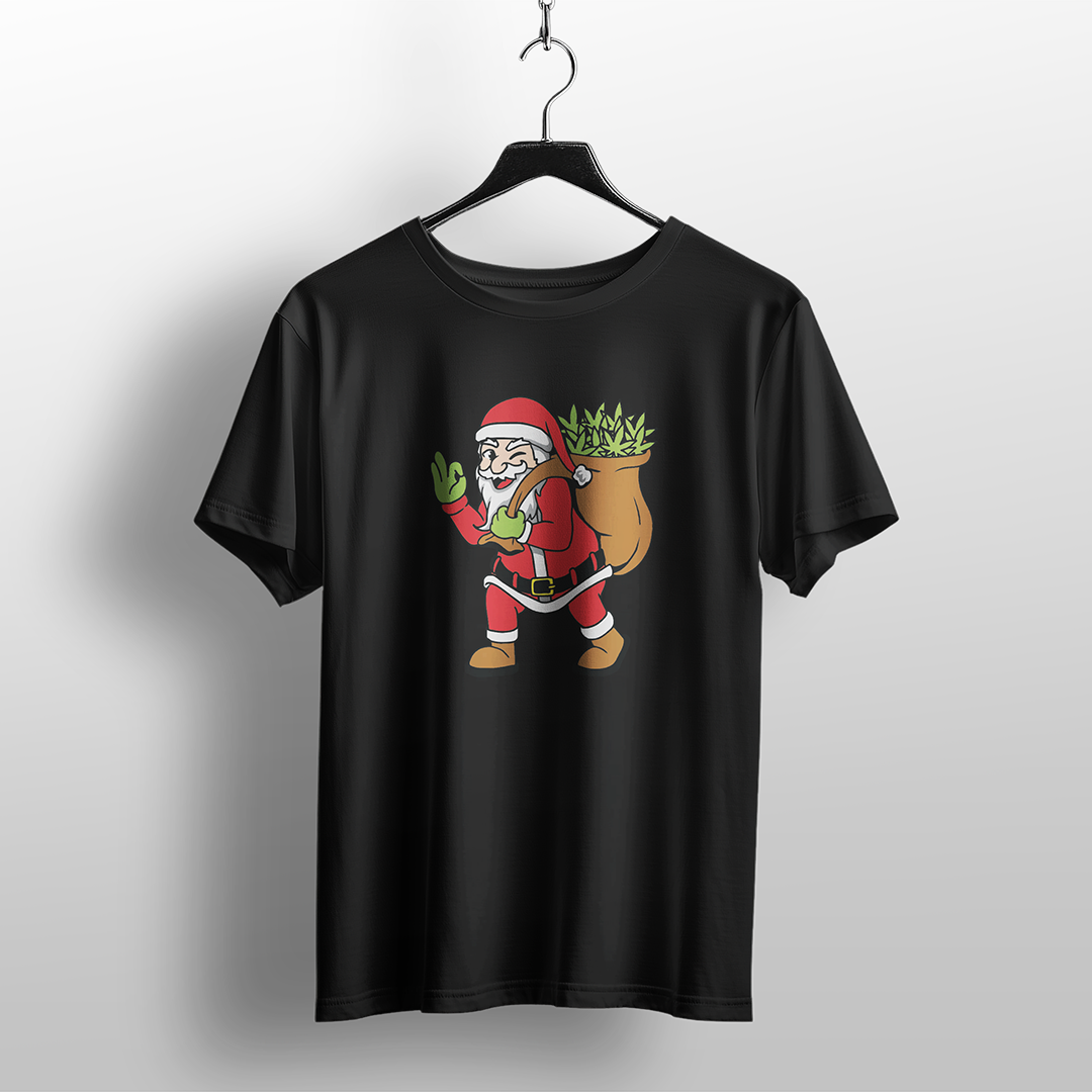 Santa With Weed Sack Christmas T-Shirt