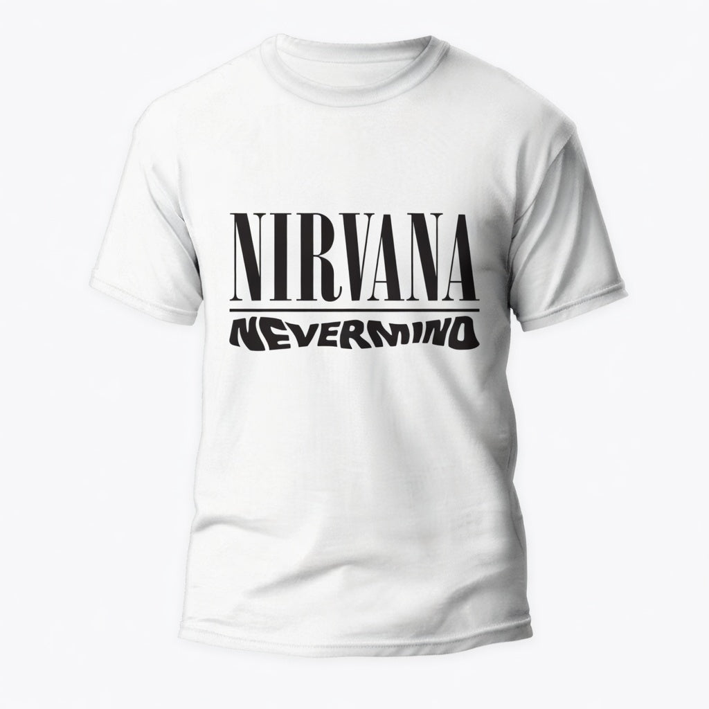 Nirvana "Nevermind" Minimalist Typography Graphic Tee