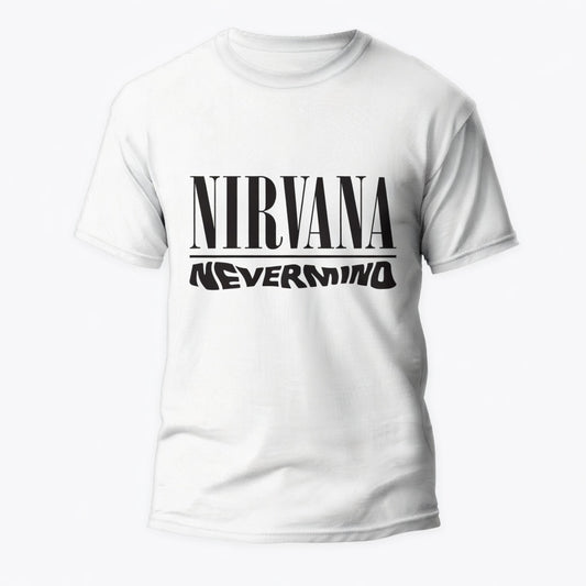 Nirvana "Nevermind" Minimalist Typography Graphic Tee