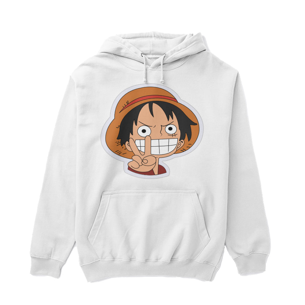 One Piece Anime Smiling Luffy Peace Sign Hoodie